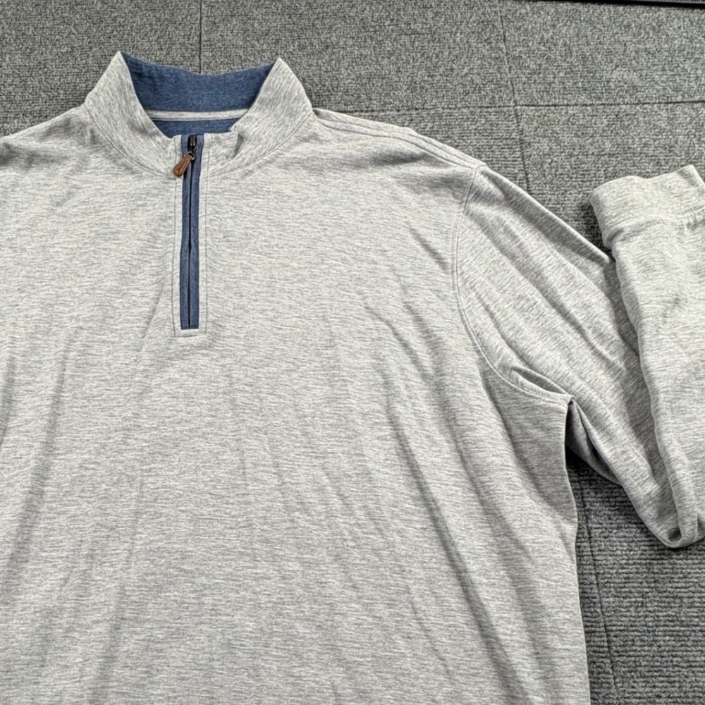 Johnnie-O Mens XL Gray Heathered Quarter Zip Pullover Cotton Lyocell Blend